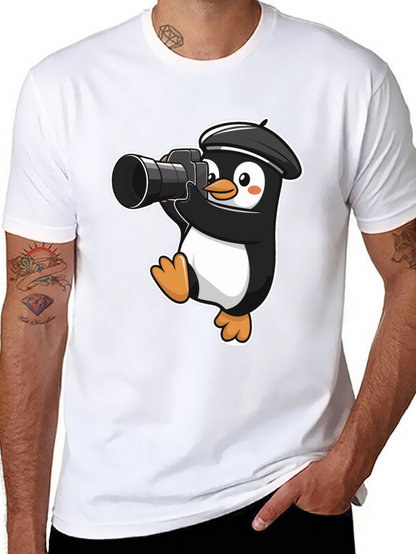 Penguin Photographer T-Shirt - Cute Cartoon Tee