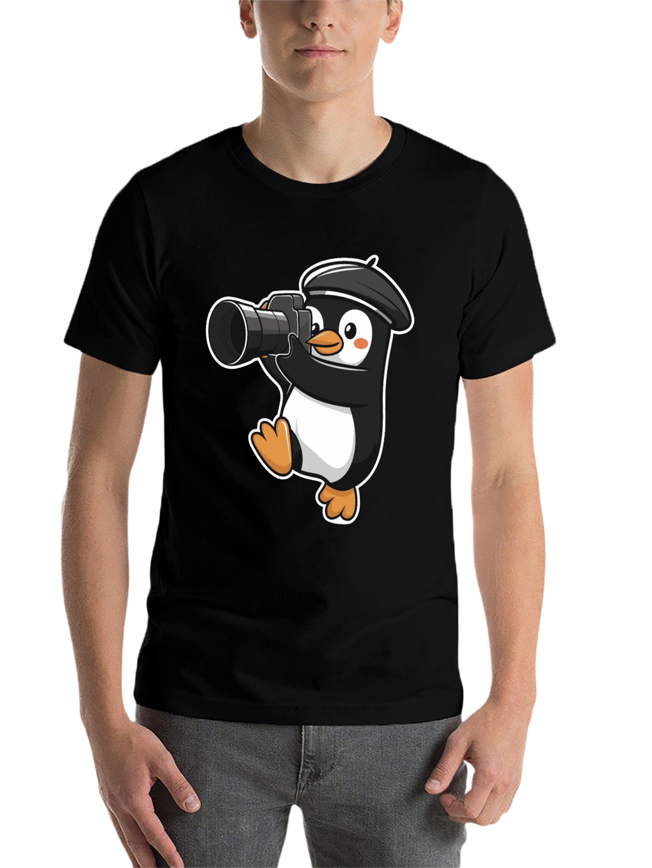 Penguin Photographer T-Shirt - Cute Cartoon Tee