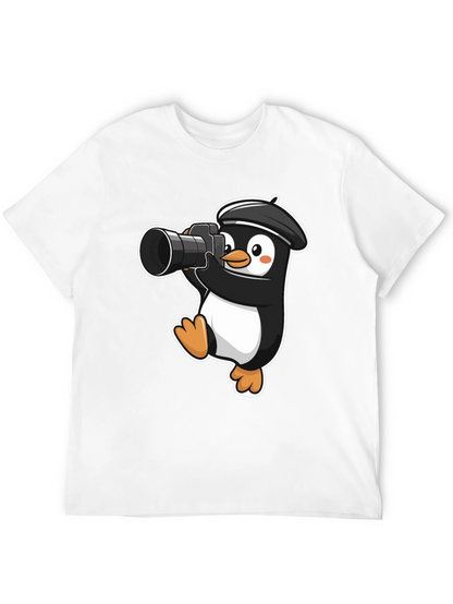 Penguin Photographer T-Shirt - Cute Cartoon Tee