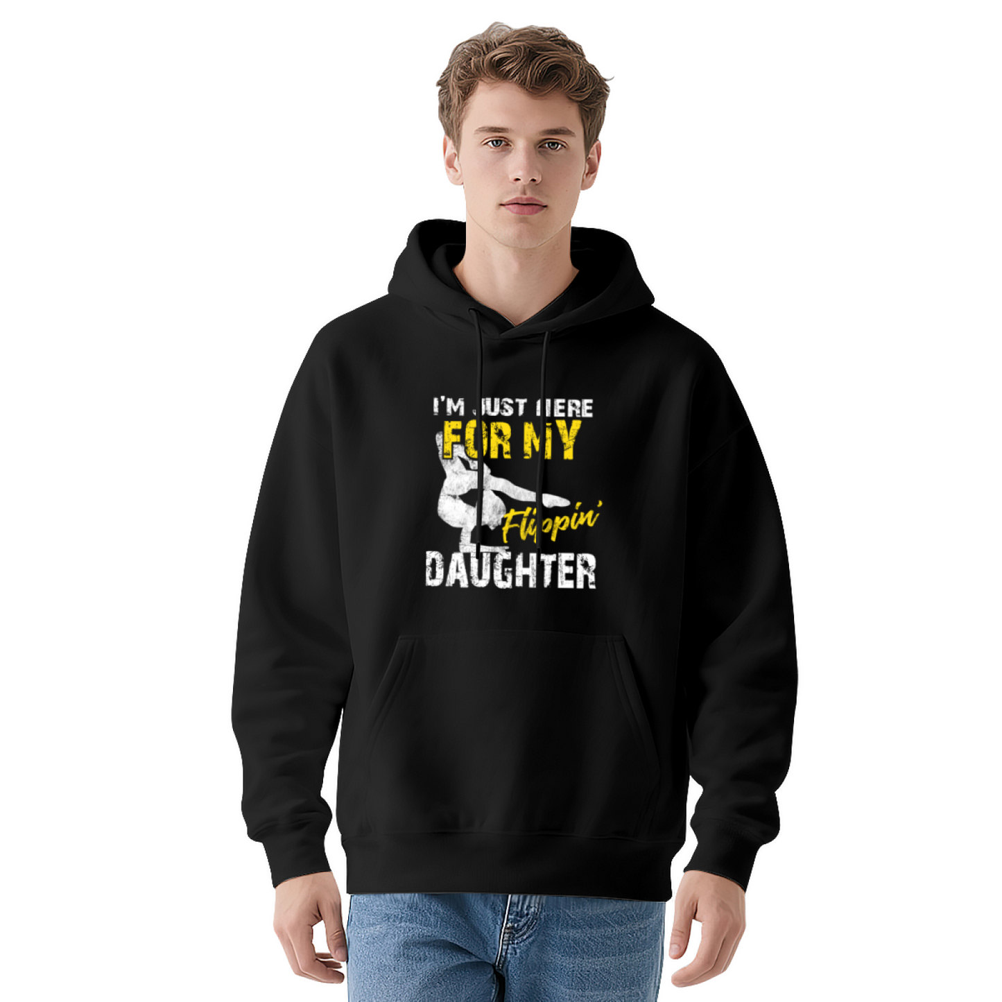 I¡¯m Just Here For My Flipin Daughter Gymnast Red Hoodie, Dad Cozy Proud Top