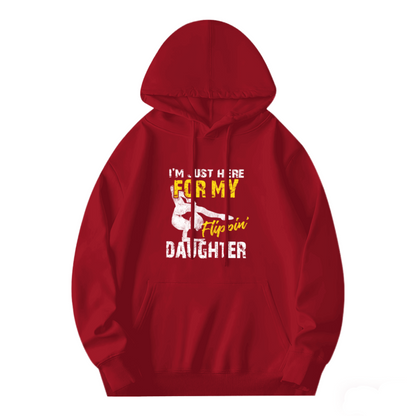 I¡¯m Just Here For My Flipin Daughter Gymnast Red Hoodie, Dad Cozy Proud Top