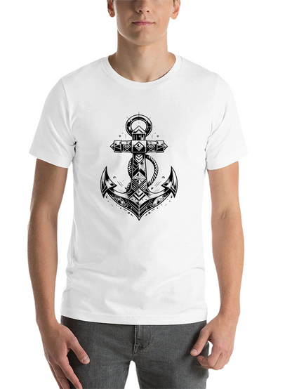 Mens Black Anchor Graphic Tee - Nautical Design
