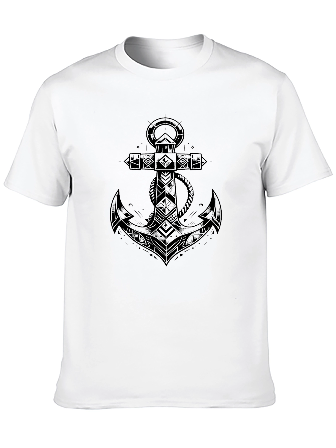 Mens Black Anchor Graphic Tee - Nautical Design