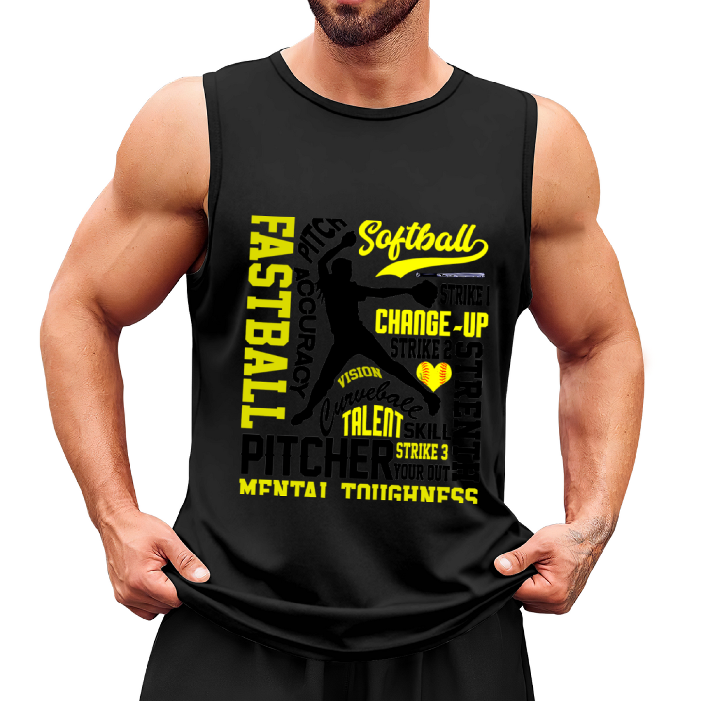 Softball Pitcher Word Cloud Athletic Tank Top