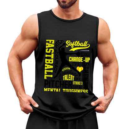 Softball Pitcher Word Cloud Athletic Tank Top