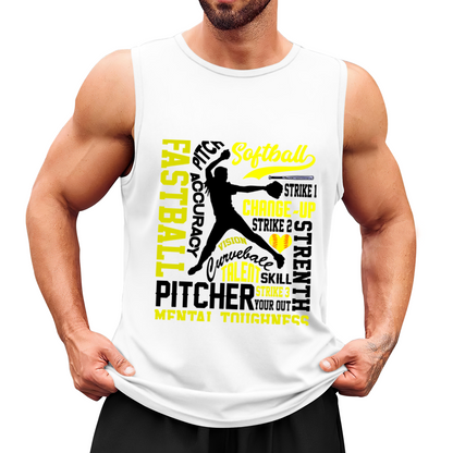 Softball Pitcher Word Cloud Athletic Tank Top