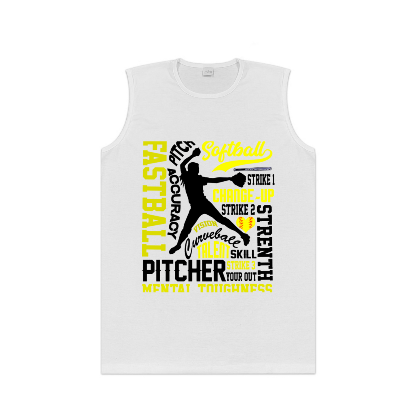 Softball Pitcher Word Cloud Athletic Tank Top