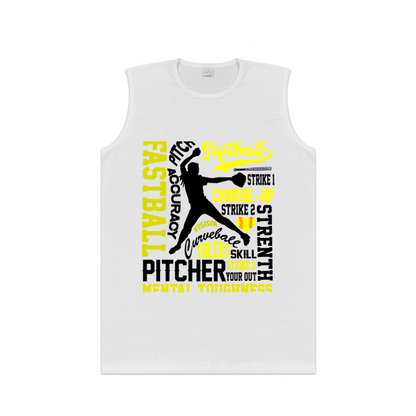 Softball Pitcher Word Cloud Athletic Tank Top