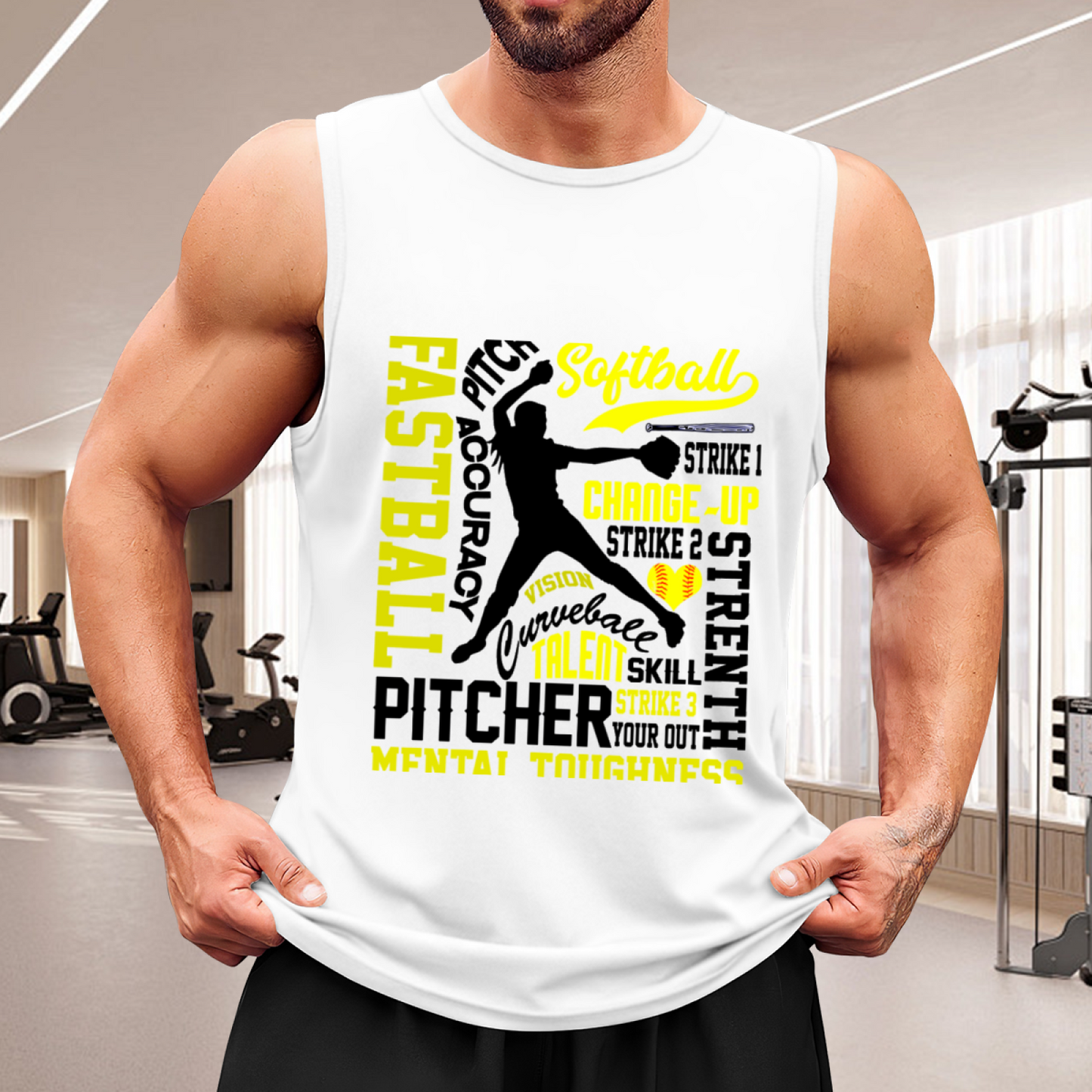 Softball Pitcher Word Cloud Athletic Tank Top