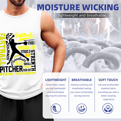 Softball Pitcher Word Cloud Athletic Tank Top