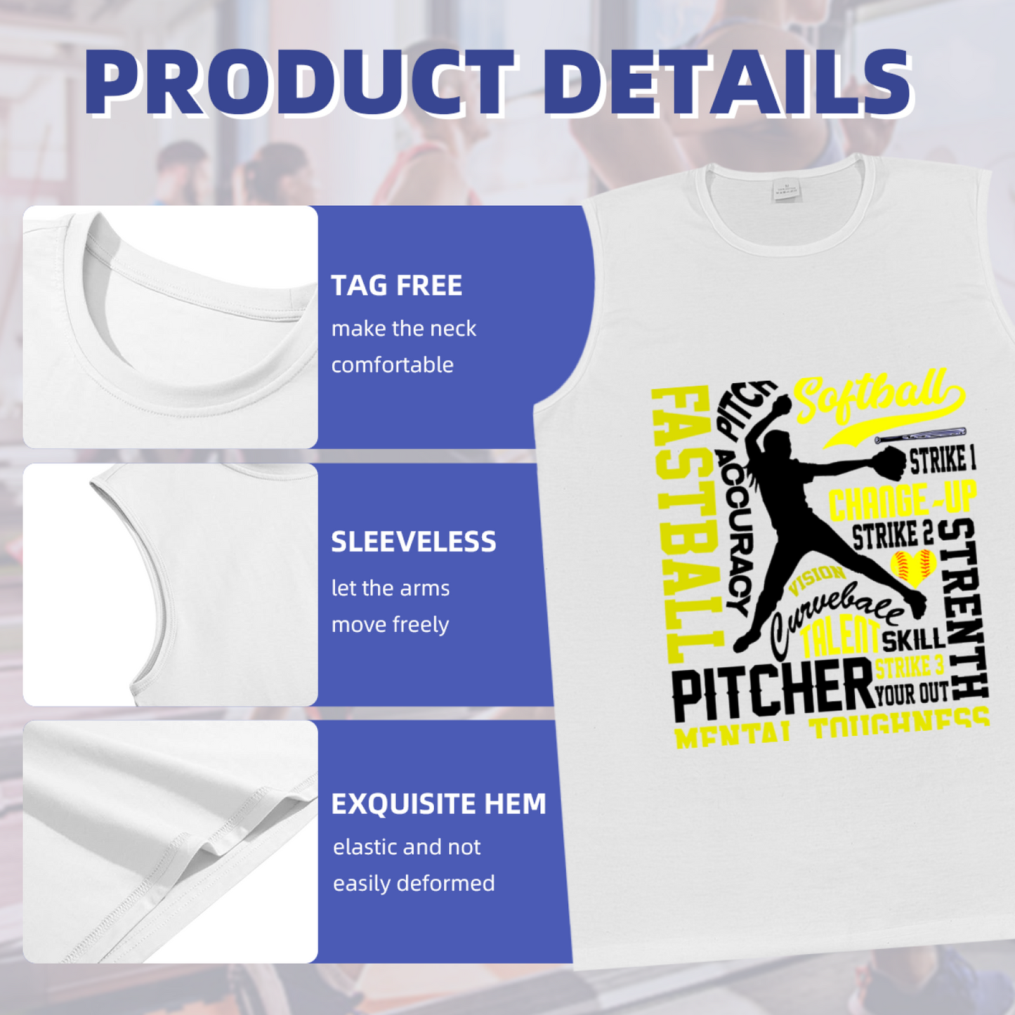 Softball Pitcher Word Cloud Athletic Tank Top
