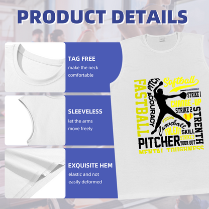 Softball Pitcher Word Cloud Athletic Tank Top