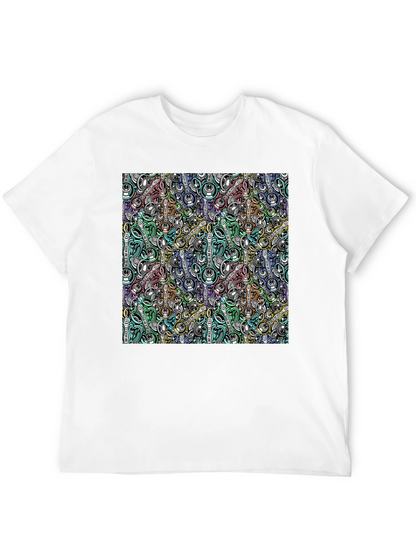 Abstract Music Pattern Black T-Shirt