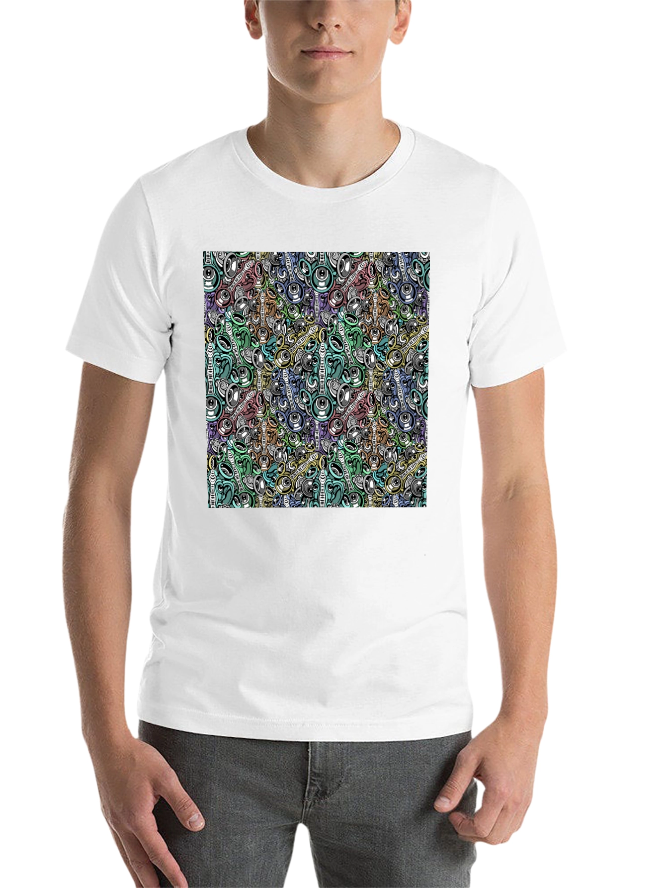 Abstract Music Pattern Black T-Shirt