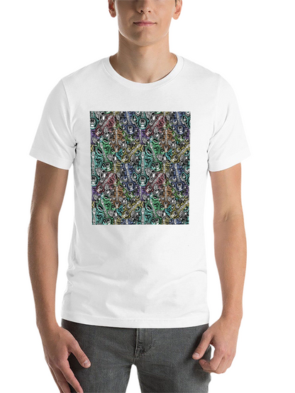 Abstract Music Pattern Black T-Shirt