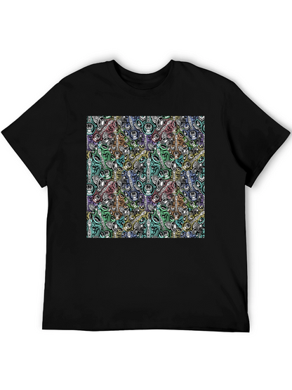 Abstract Music Pattern Black T-Shirt