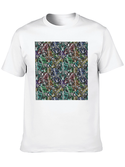 Abstract Music Pattern Black T-Shirt