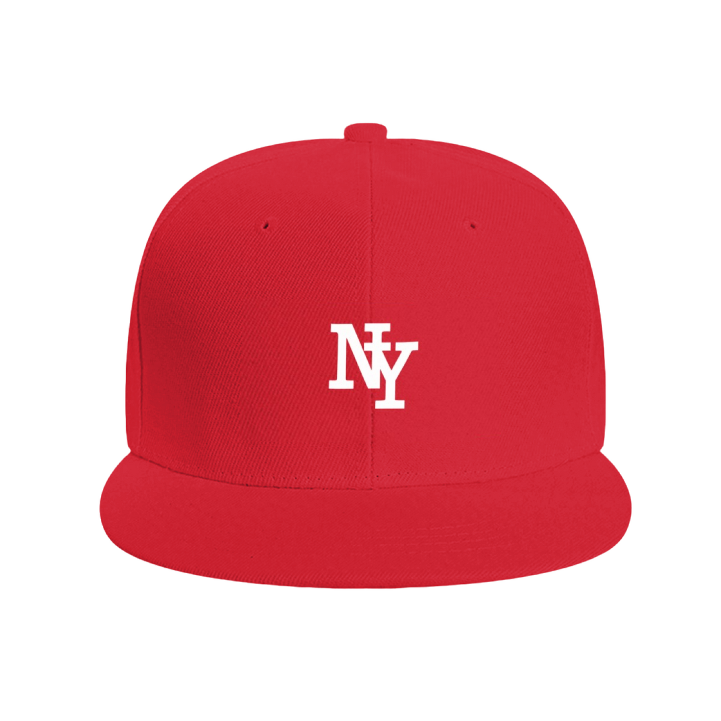 Classic NY Logo Red Hip Hop Flat Visor Snapback Cap