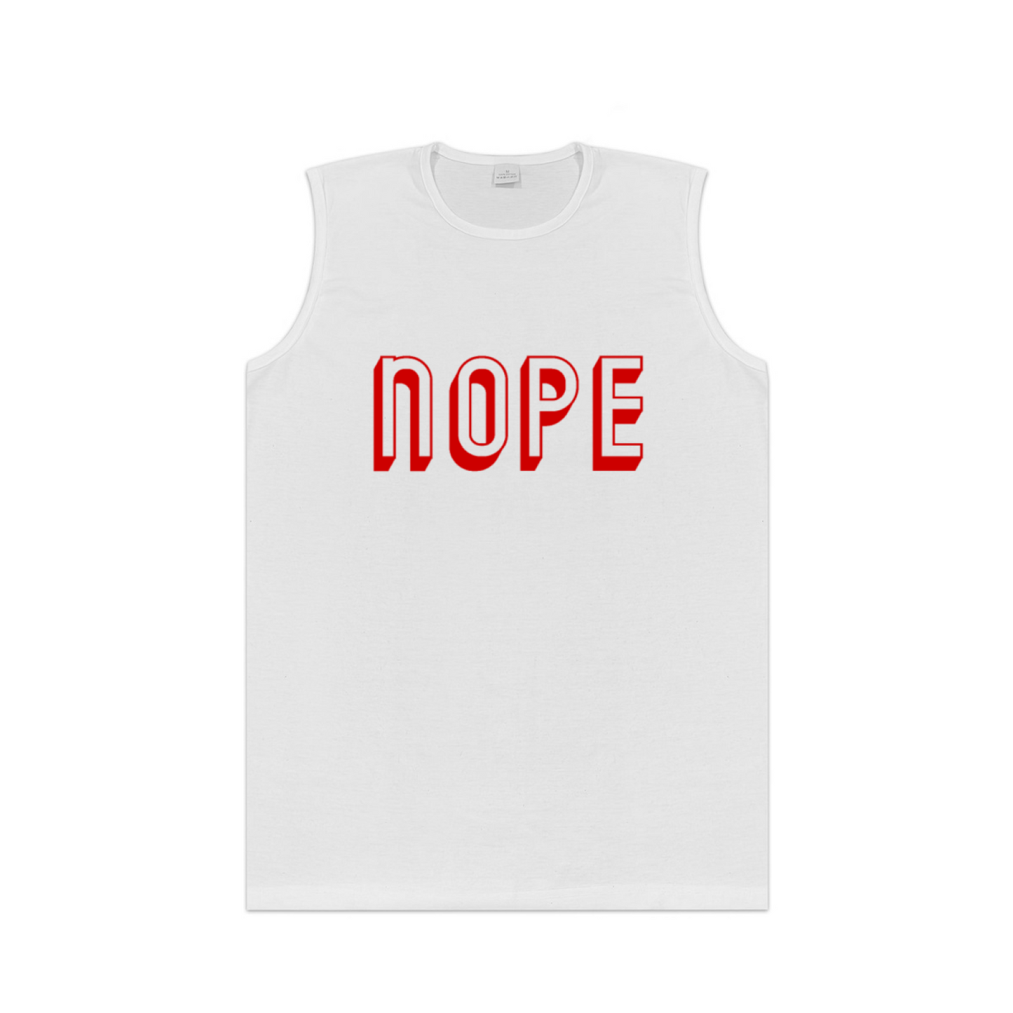 Bold 3D Red NOPE Simple Statement Sleeveless Muscle Tee