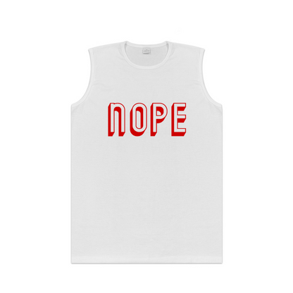 Bold 3D Red NOPE Simple Statement Sleeveless Muscle Tee