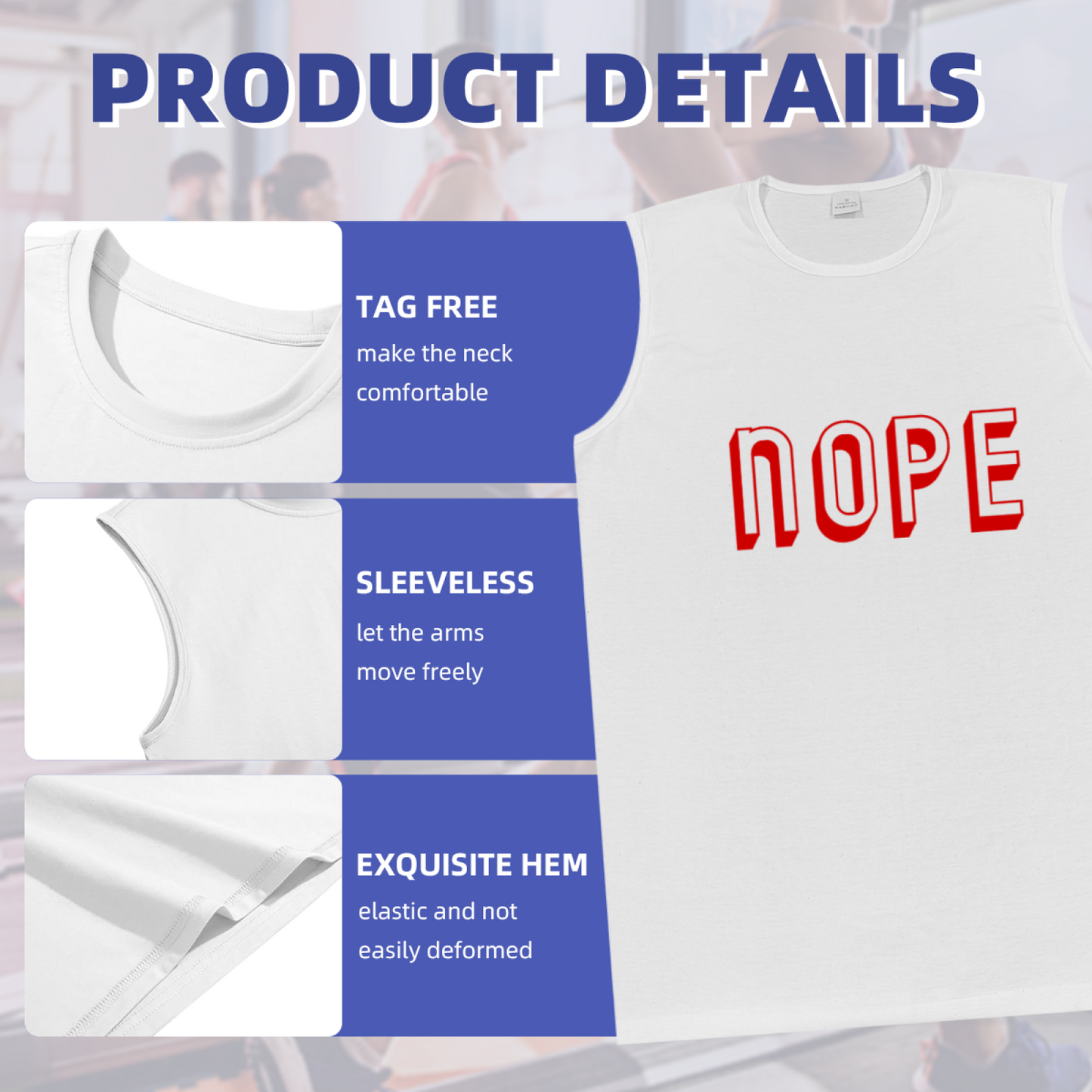 Bold 3D Red NOPE Simple Statement Sleeveless Muscle Tee
