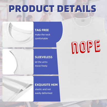 Bold 3D Red NOPE Simple Statement Sleeveless Muscle Tee