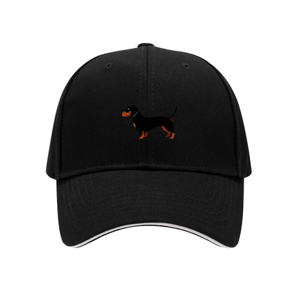 Cute Dachshund Print White Sandwich Baseball Cap, Dog Lover Casual Sun Hat