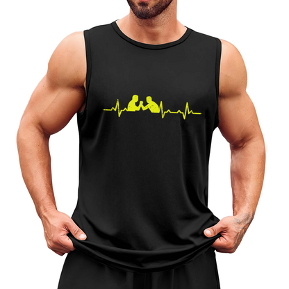 Boxing Fight Heartbeat Line Sport Lover Men Fitness Tank Top
