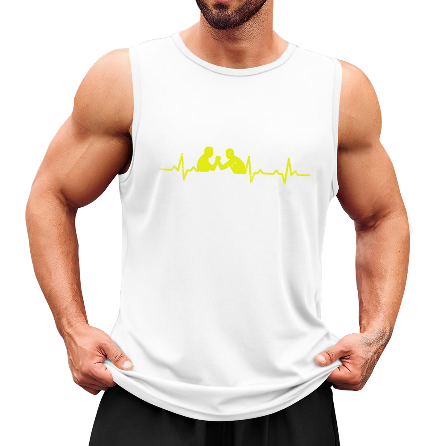 Boxing Fight Heartbeat Line Sport Lover Men Fitness Tank Top
