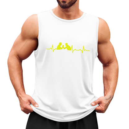 Boxing Fight Heartbeat Line Sport Lover Men Fitness Tank Top