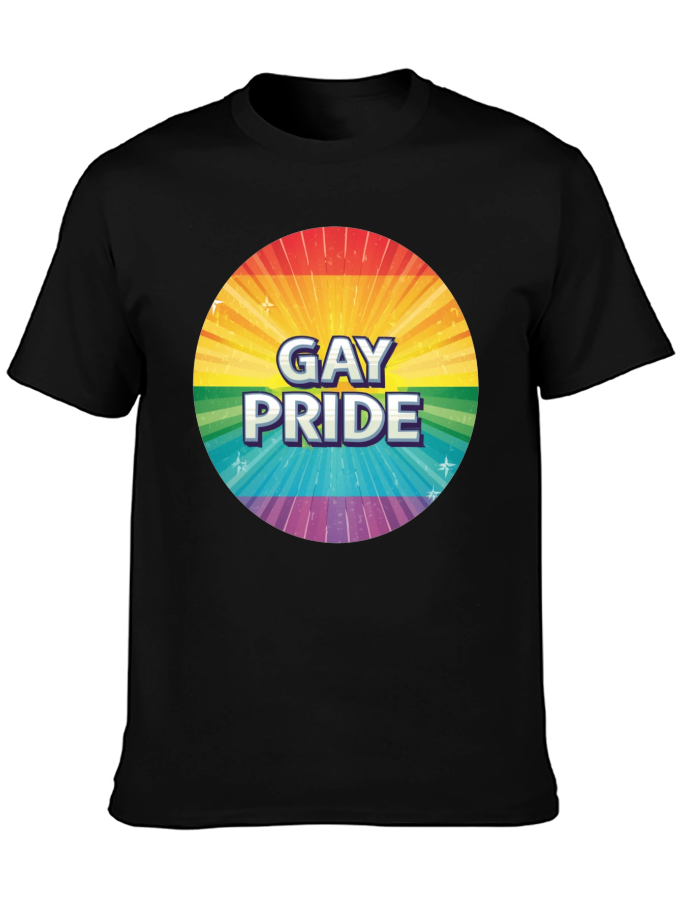Gay Pride Rainbow Graphic Tee - Black