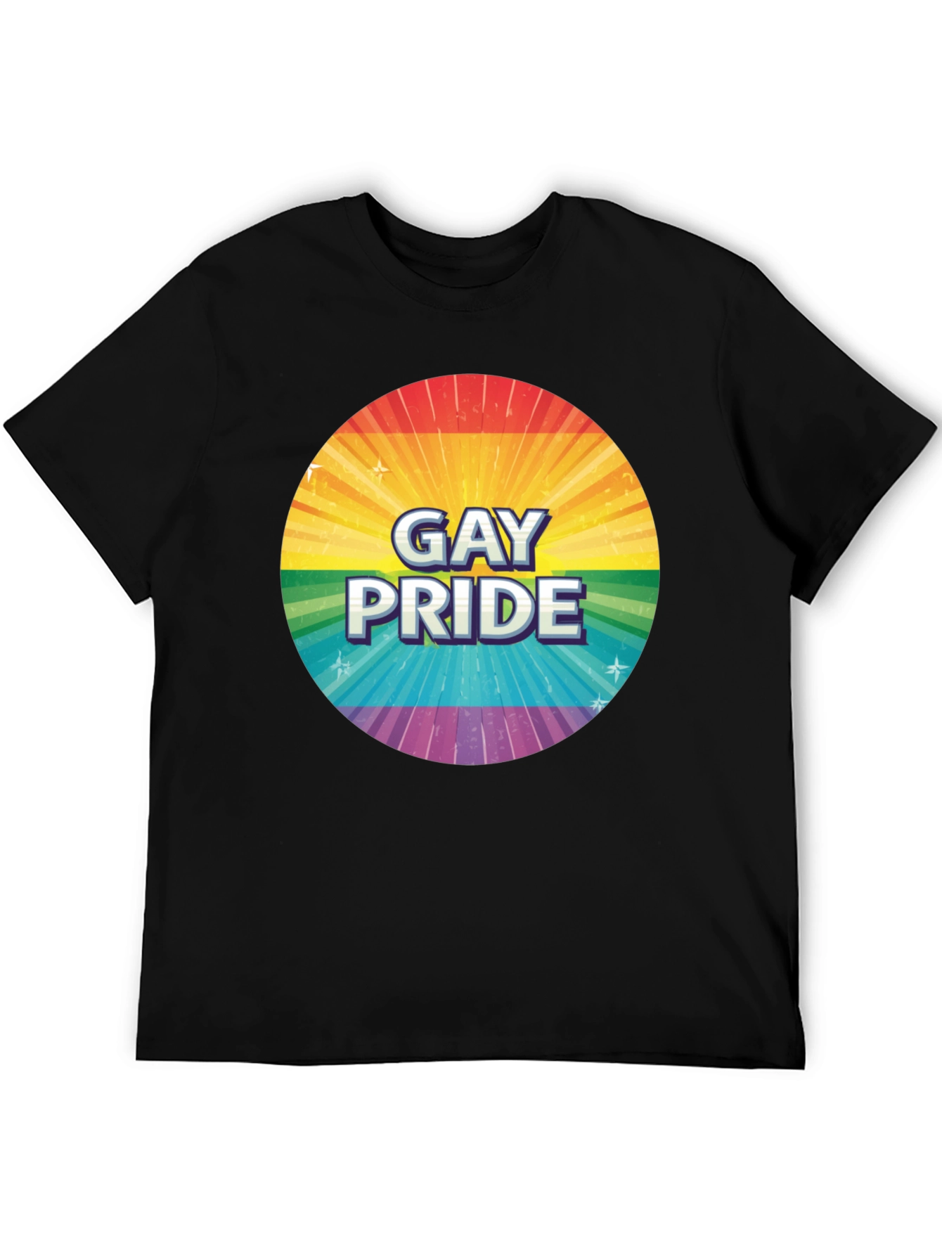 Gay Pride Rainbow Graphic Tee - Black