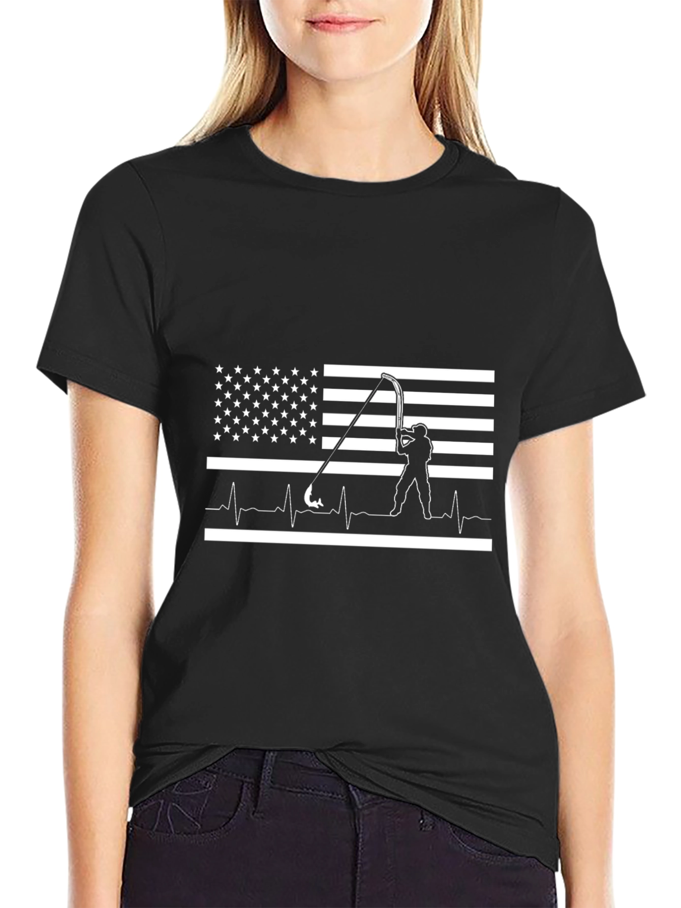American Fishing Heartbeat T-Shirt