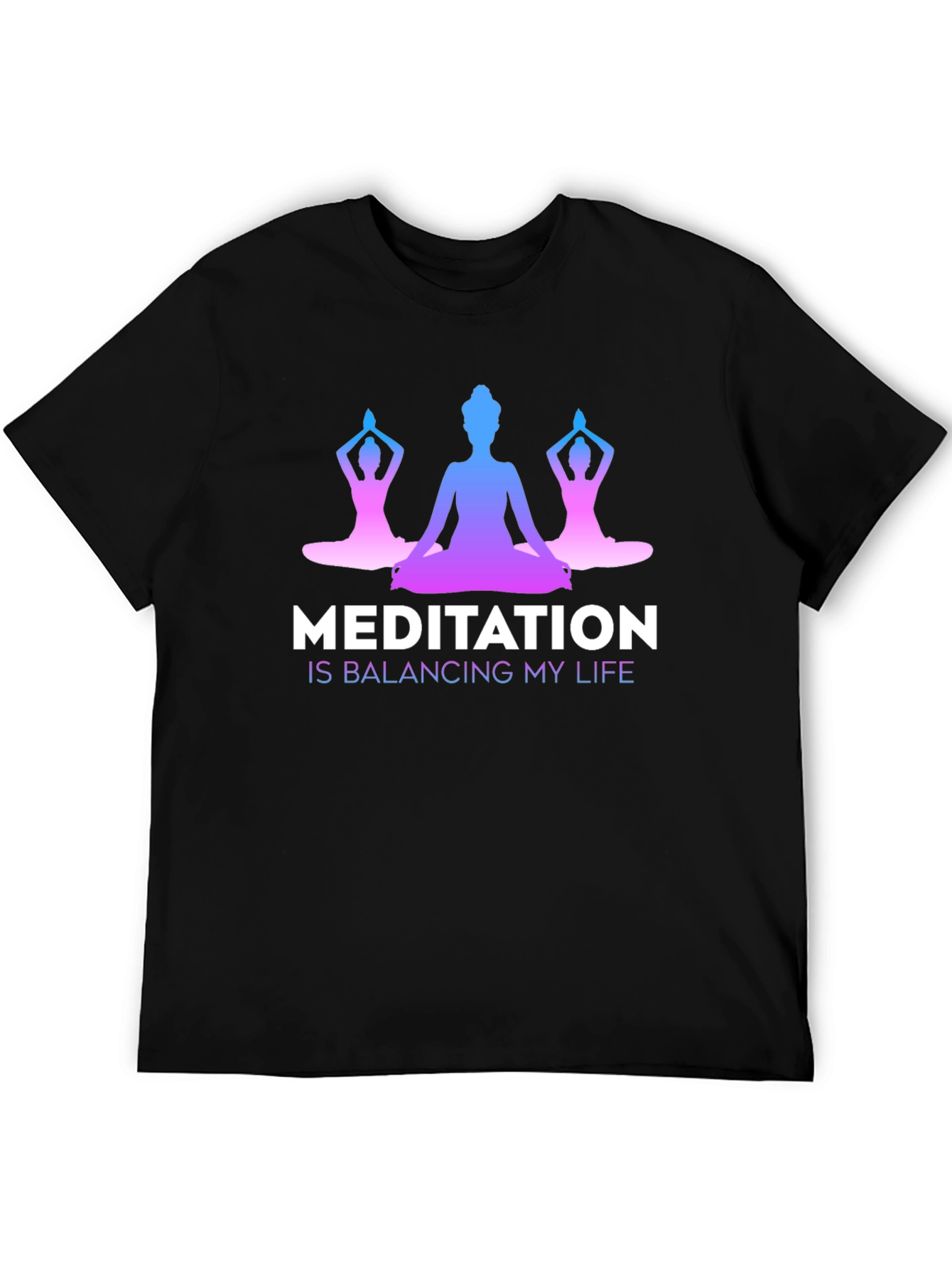 Meditation Balancing Life Black T-Shirt