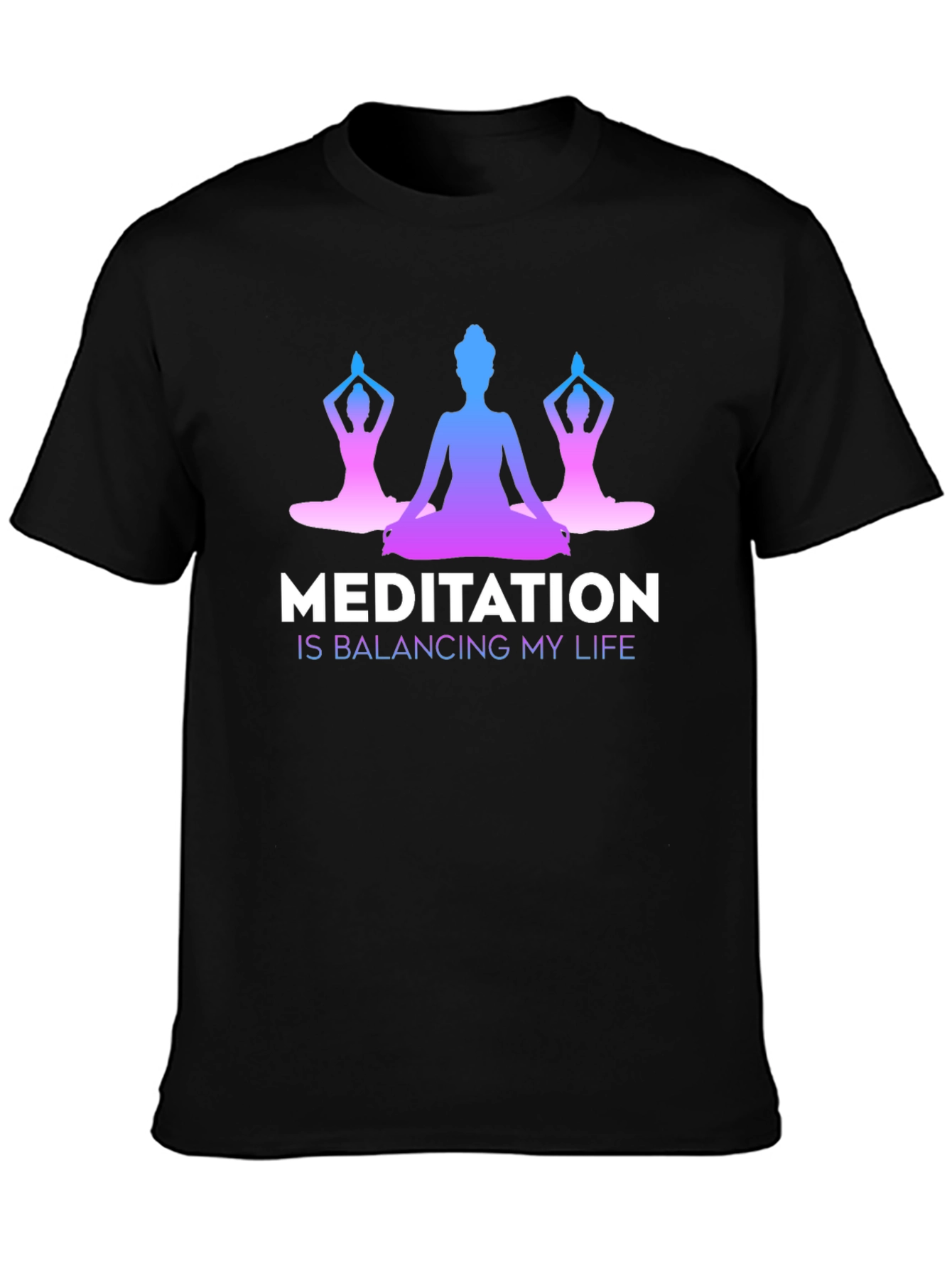Meditation Balancing Life Black T-Shirt