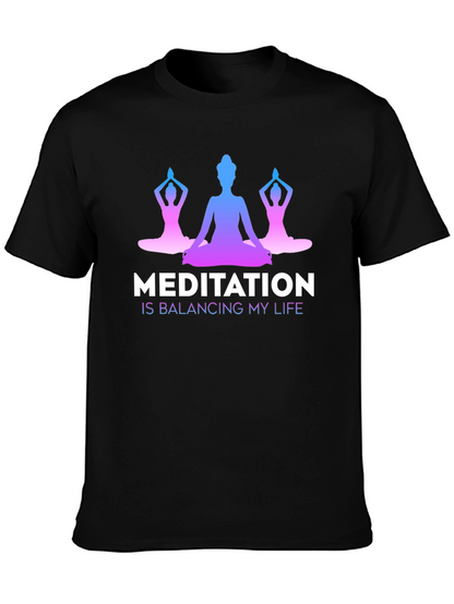Meditation Balancing Life Black T-Shirt