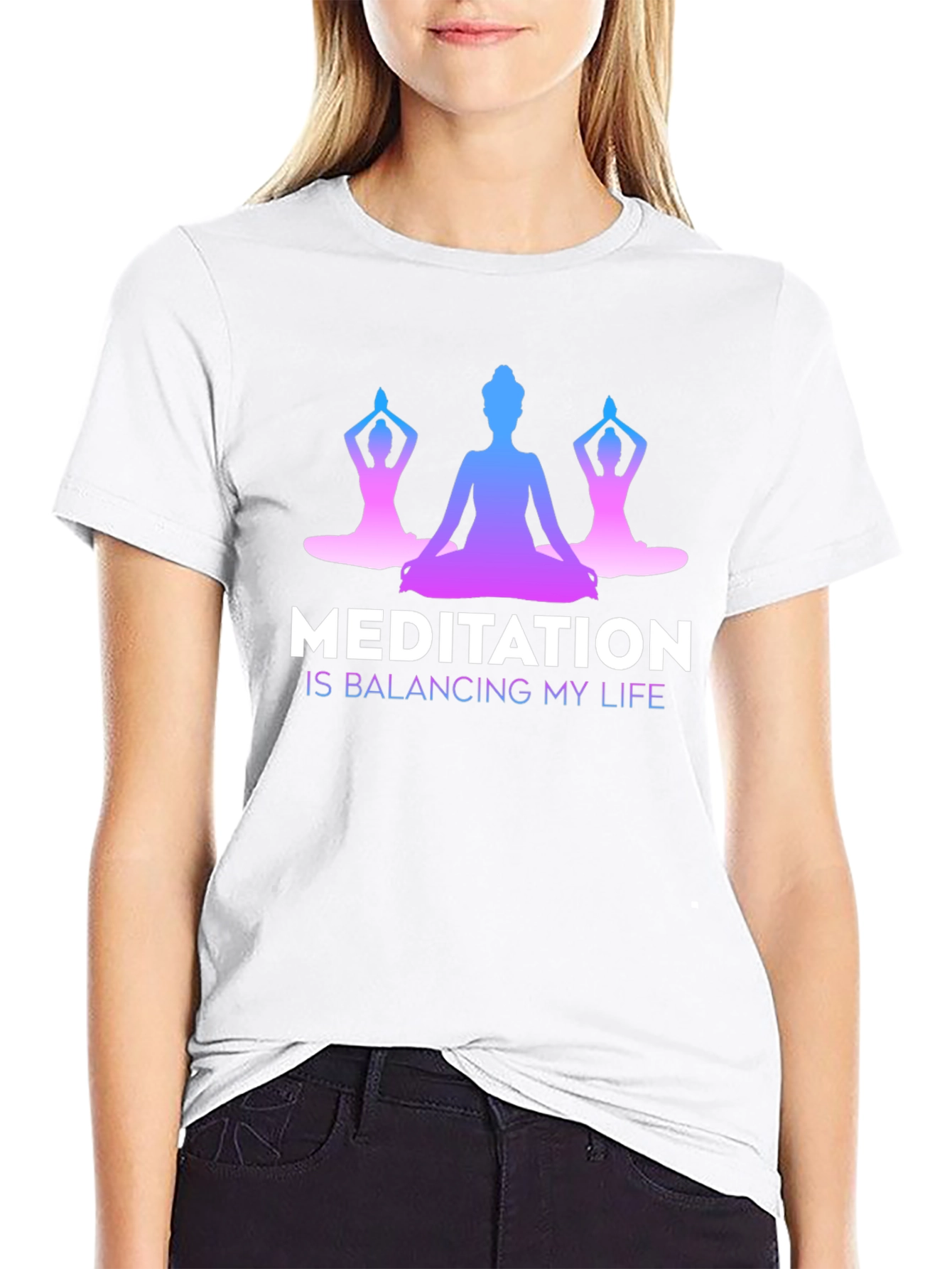 Meditation Balancing Life Black T-Shirt