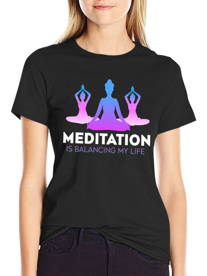 Meditation Balancing Life Black T-Shirt