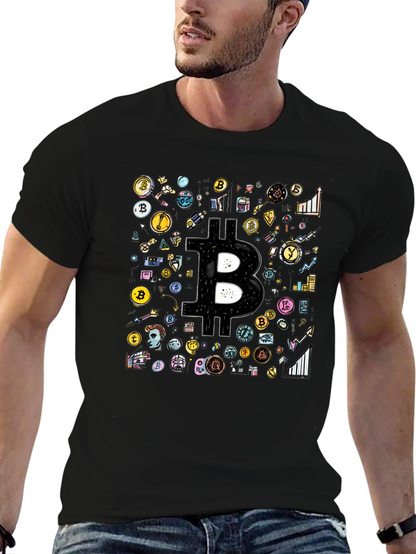 Bitcoin Crypto Black T-Shirt Cool Design