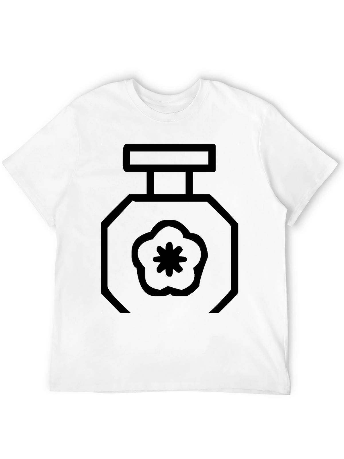 Black T-Shirt with Geometric Perfume Bottle Design