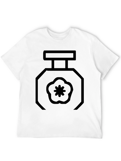 Black T-Shirt with Geometric Perfume Bottle Design