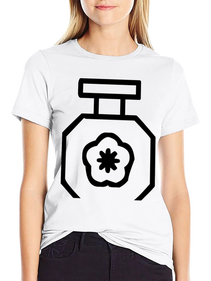 Black T-Shirt with Geometric Perfume Bottle Design