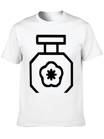 Black T-Shirt with Geometric Perfume Bottle Design