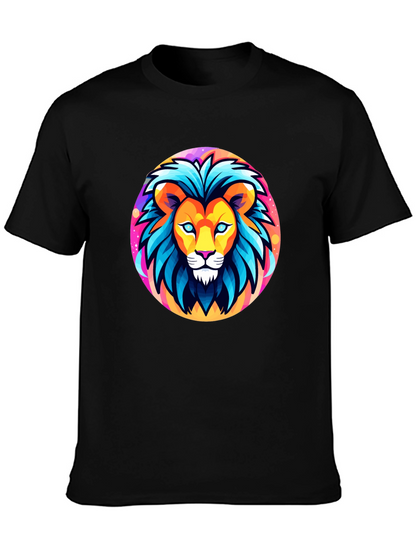 Bold Lion Graphic Tee - Black Cotton Shirt