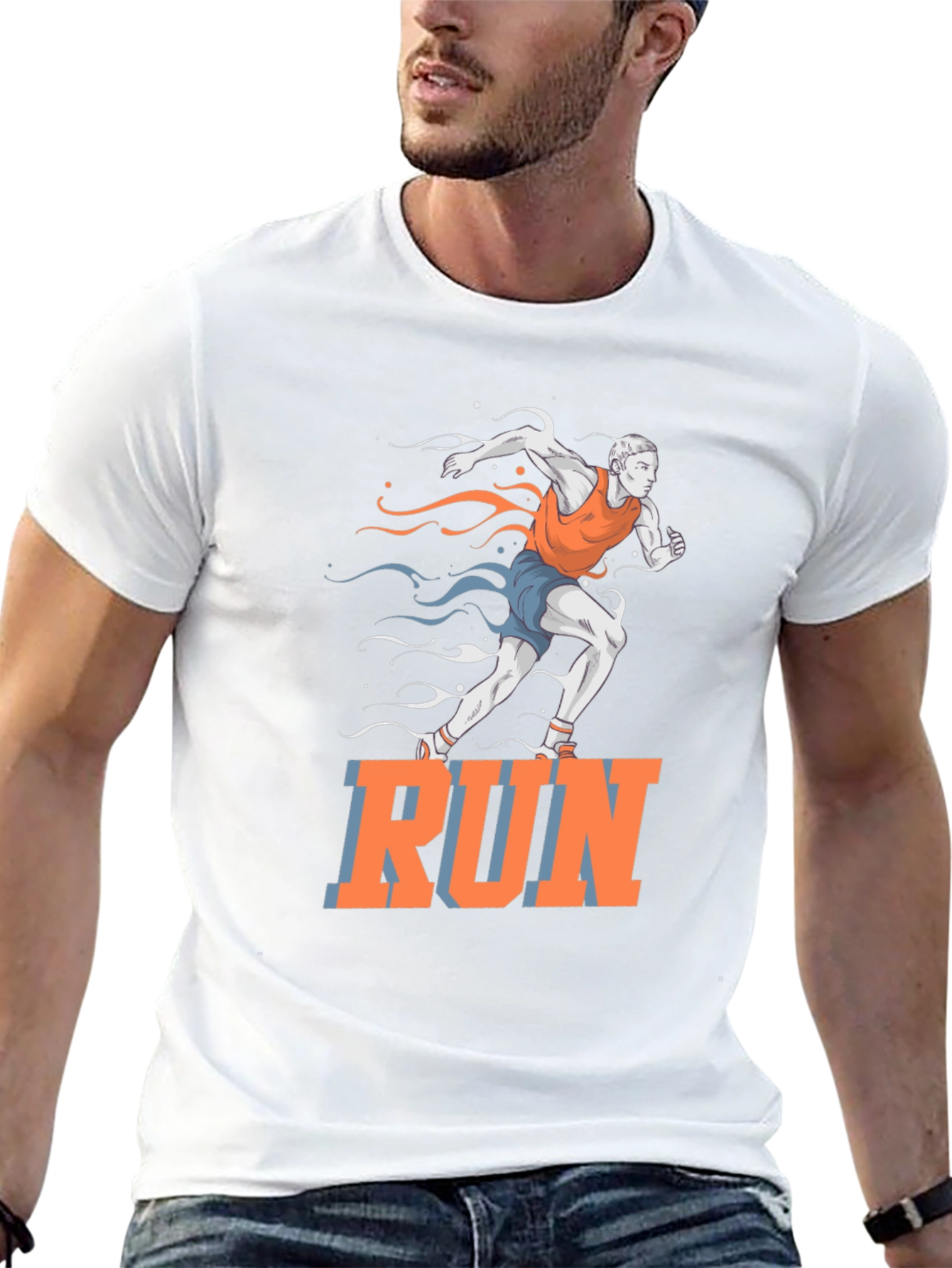 Mens Run Graphic T-Shirt - Black