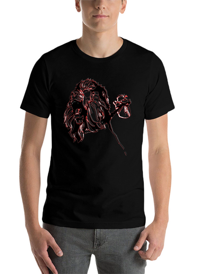 Lion Rose Graphic Tee - Black Casual T-Shirt