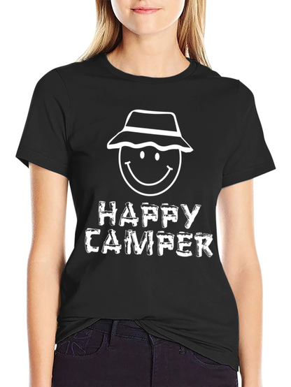 Happy Camper Graphic T-Shirt - Black Cotton Tee