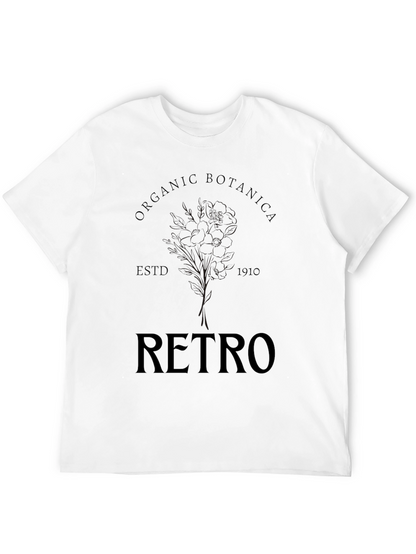 Organic Retro Botanical Black T-Shirt