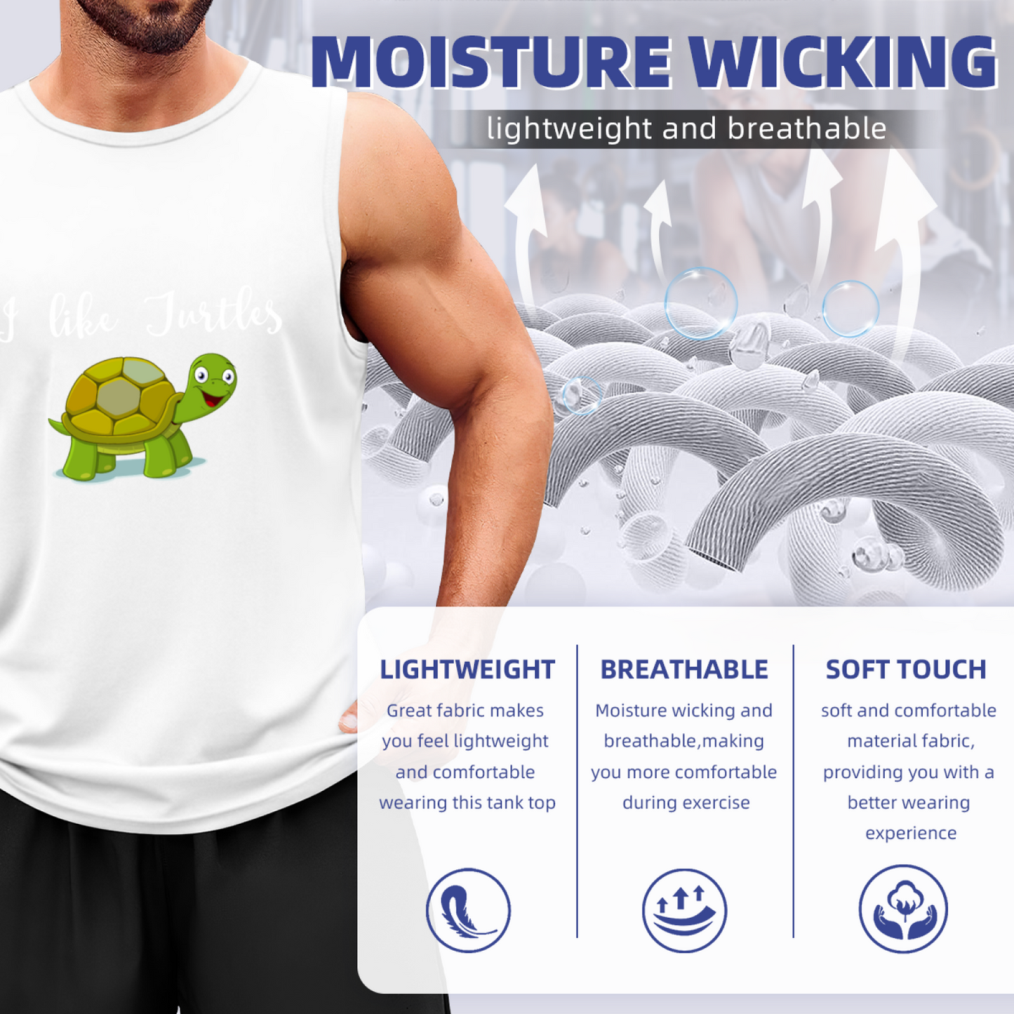 Cute Cartoon Turtle I Like Turtles Graphic Men Tank Top