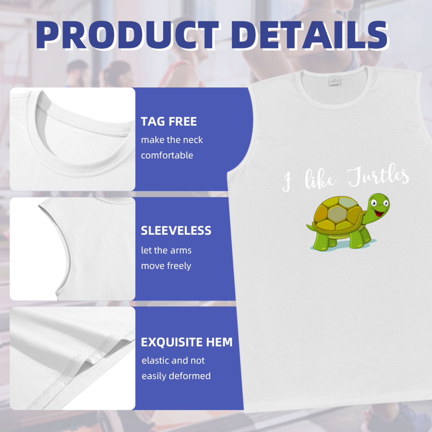 Cute Cartoon Turtle I Like Turtles Graphic Men Tank Top